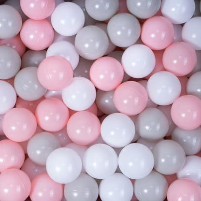 MoonxHome Ball Pit Balls for Toddlers, BPA Free Crush Proof Plastic Toy Balls for Ball Pit, Children's Pool Water Toys, Macaron Ocean Balls for Play Tent 2.15 Inch Pack of 100 200 500 800 1000 - color: L-white&light-grey&light-pink