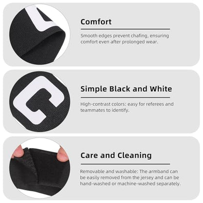 Housoutil Football Captain Armbands, Soccer Adjustable Captain Armband with Anti-Slip Design, C Band Breathable Nylon Soccer Accessories for Youth, Kids & Adult Players (Black)
