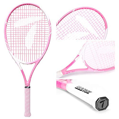 Teloon Tennis Rackets for Adults 2 pcs Recreational -27 inch Tennis Racquet for Men and Women College Students Beginner Tennis Racket.… - color: black-pink