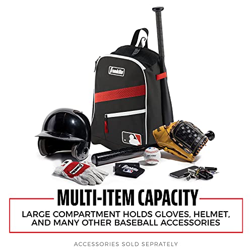 Franklin Sports Kids MLB Baseball Batpack Bag - Youth Baseball, Softball + Teeball Backpack - Sports Equipment Bag for Kids + Toddlers - Holds (2) Teeball + Baseball Bats + Includes Fence Hook - color: Black/Red/White