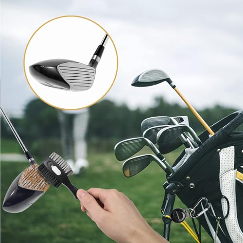THIODOON 2 Pack Golf Club Brushes and Groove Cleaner 2 ft Retractable Zipline Carabiner Golf Brush Head with Retractable Spike Comfortable Grip Golf Club Cleaner - color: 3pcs White& Red & Blue