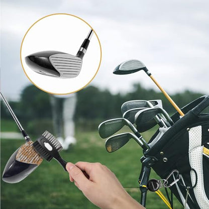 THIODOON 2 Pack Golf Club Brushes and Groove Cleaner 2 ft Retractable Zipline Carabiner Golf Brush Head with Retractable Spike Comfortable Grip Golf Club Cleaner - color: 4pcs Black & White& Red & Blue