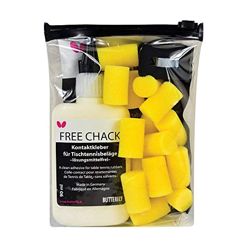 Butterfly Free Chack Table Tennis Racket Glue - Perfect for Assembling Table Tennis Ping Pong Paddle - Comes with Sponges and Application Clip to Easily Replace Table Tennis Rubber