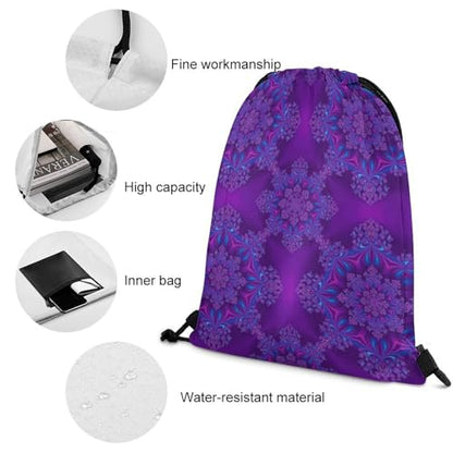 Beam Backpack Drawstring Sack Large Capacity for Soccer Basketball Sports Equipment Travel Men Women, New Purple Tie Dye Psychedelic Trippy Art Bags - color: Picture (514)