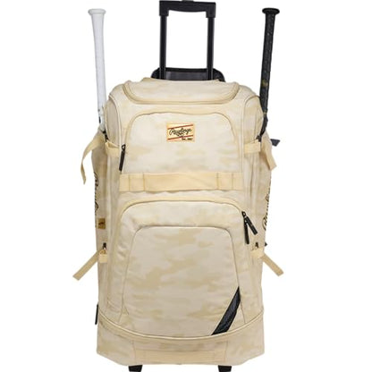 Rawlings | GOLD COLLECTION Wheeled Equipment Bag | Baseball/Softball | Multiple Styles - color: Sand Camo