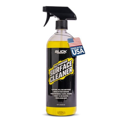 Slick Products All-Purpose Surface Cleaner – Multi-Surface Car Interior & Exterior Cleaner for Vinyl, Plastic, Rubber, Carpet & Upholstery – Fresh Lemon Scent – 32 oz. - size: 32 Fl Oz (Pack of 1)
