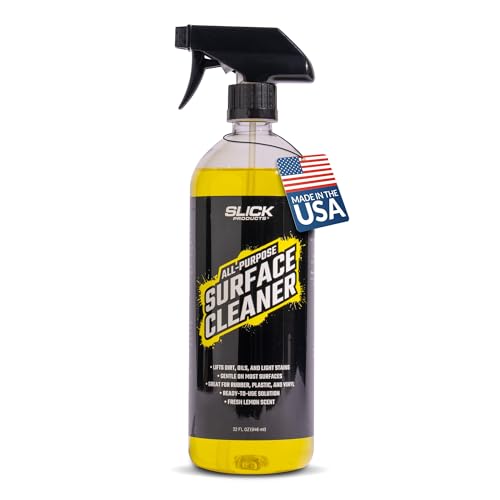 Slick Products All-Purpose Surface Cleaner – Multi-Surface Car Interior & Exterior Cleaner for Vinyl, Plastic, Rubber, Carpet & Upholstery – Fresh Lemon Scent – 32 oz. - size: 32 Fl Oz (Pack of 1)