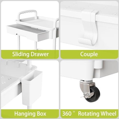Sorgion 4 Tier Rolling Cart Organizer,Art Craft Diaper Bedside Snack Laundry Room Bathroom Organizer Narrow Thin Slim Rolling Trolley Utility Cart with Wheels for Kitchen,Office(White) - size: 4Tier-White