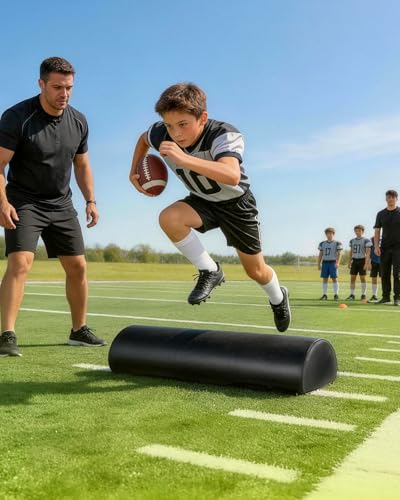 Wibeelee 2 PCS Football Step Over Dummy PU Football Tackling Dummy Waterproof Football Training Equipment with Handle & Inner Lining for Youth Footwork Sports Training