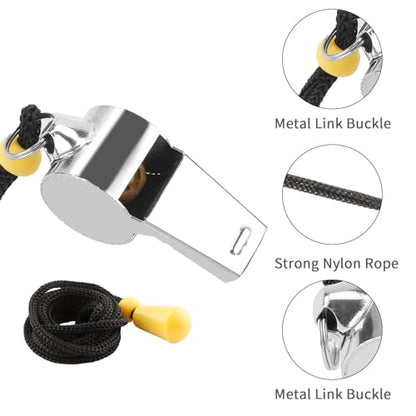 Bsofing Whistle 24 Packs Referee Whistle for Teachers Coaches Whistles with Lanyard Stainless Steel Whistles Loud Crisp Sound, Great for Coaches Referees and Officials - style: 24 Pcs