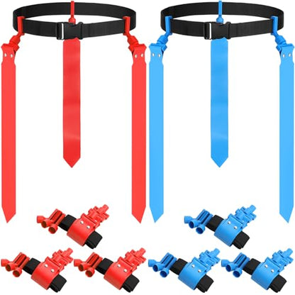 Junkin 6/8/10 Players Flag Football Sets Adjustable Football Belts and Flags for Youths Teens Kids Adults Players Sports Team - color: Red, Blue