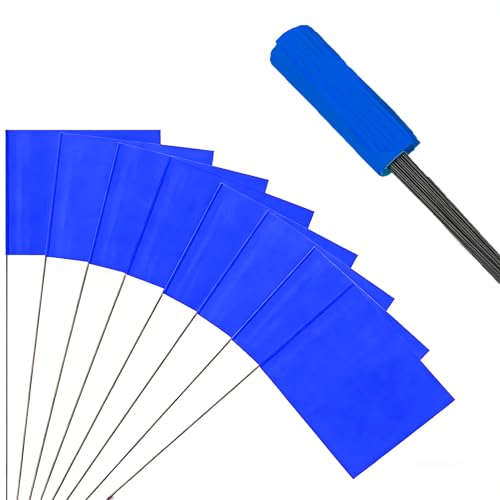50Pack Blue Marking Flags, JIZHGRAD 13x4x5 Inch Marker Flags Use for Yard & Lawn, Boundary & Dog Training, Survey & Landscape, Sprinkler & Surveyor, Garden & Construction, High Visibility, Sturdy, Versatile, UV & Weather Resistant - color: Blue