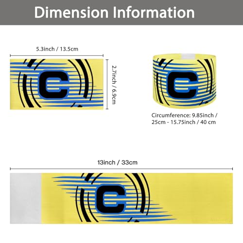 Soccer Captain Armband, 2Pcs Sports Captain Armbands Elastic Protective Arm Badge Adjustable Football Basketball Player Bands Adult Women Men - style: arc-yellow