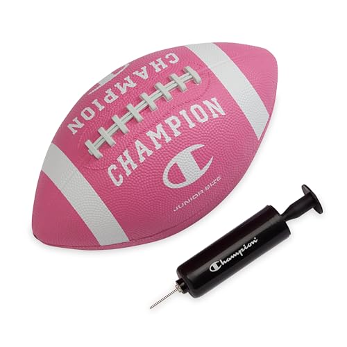 Champion Blitz Football, All-Weather Football, Enhanced Grip, Durable Rubber Cover and Molded Laces, for Outdoor Sports & Training, Includes 6 Ball Pump