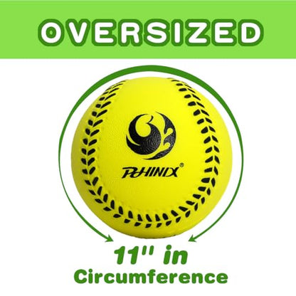 PHINIX 11 Inch Foam Softball 4 Pack (Yellow and Green)