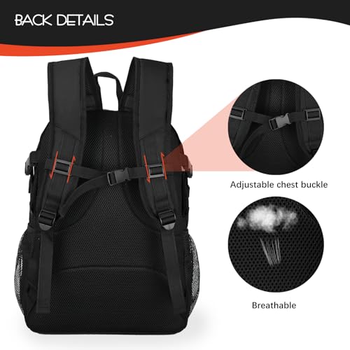 Goloni Basketball Backpack,Large Sports Bag with Ball Compartment & Shoe Compartment,Basketball Bag Fit Volleyball, soccer,Gym - color: Black