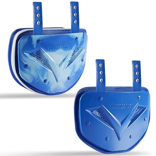 2Pcs Football Back Plate, Football Low Back Pad, Professional Rear Protector Lower Back Pads Large and Small - color: Blue and gray dual color, size: Large