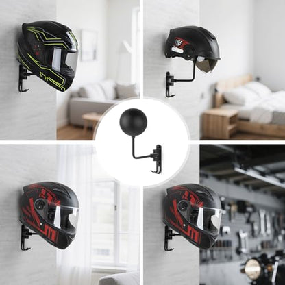 PUERSI Helmet Holder Wall Mount - 2 Pack 180° Rotation Helmet Hanger for Motorcycle Bike Racing Outerwear Sports Gear Display Motorcycle Accessories - style: 2 Pack