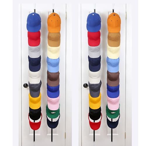 Perfect Curve Hat Organizer CapRack 2-Pack | Over-The-Door Hat Rack and Organizer | Baseball Cap Rack | Hat Rack for Door | 4 Straps | Holds 36 to 72 Adjustable Caps |Black - size: 4 Straps - up to 72 Caps