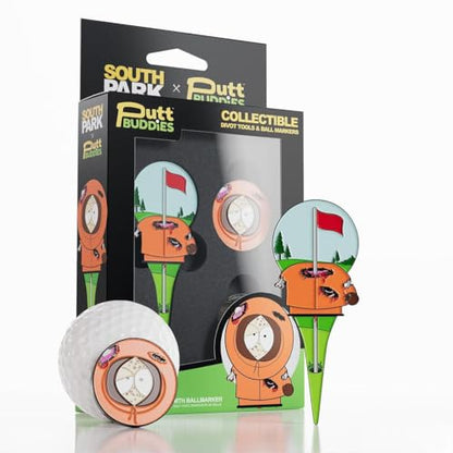 South Park Dead Kenny Golf Divot Tool and Ball Marker – Magnetic Collectible Golf Gift Set with Hat Clip & Tin for Golfers