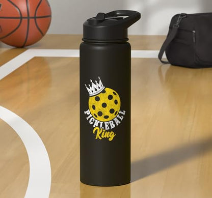 Funny Pickleball Pun Paddle I'm Just Here For The Dinks Stainless Steel Insulated Water Bottle - color: Black