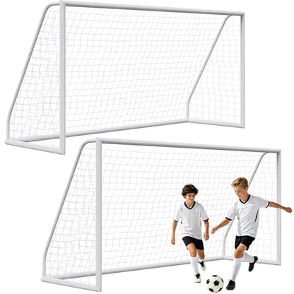 ZENY Portable Soccer Goal for Backyard,12x6 / 10x6.5 / 8x5 / 6x4 ft Kids Adults Soccer Net and Frame for Home Backyard Practice Training Goals, Soccer Training Equipment - style: 12 x 6 FT - HPVC -2 Pack