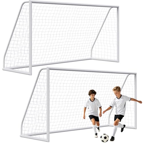 ZENY Portable Soccer Goal for Backyard,12x6 / 10x6.5 / 8x5 / 6x4 ft Kids Adults Soccer Net and Frame for Home Backyard Practice Training Goals, Soccer Training Equipment - style: 12 x 6 FT - HPVC -2 Pack