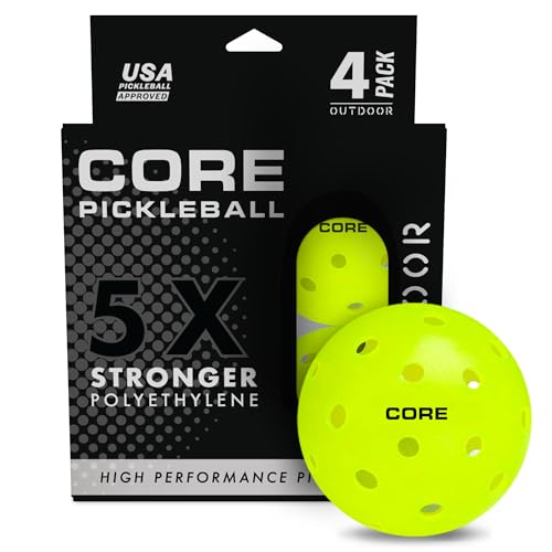 CORE Crack-Resistant Outdoor Pickleball Balls - USAPA Approved Durable Pickle Balls for All Levels of Play - Pickleballs for Outdoor Play (Neon)