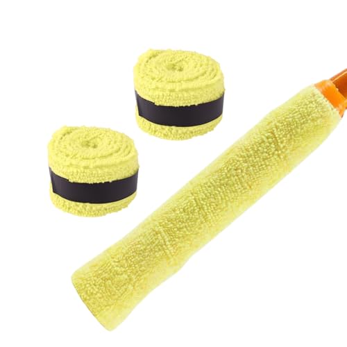 2 Pcs Tennis Racket Grip Tape, Towel Tennis Overgrip Tape, Anti-Slip Absorbent Grip, Racket Overgrip Tape,9 Colors - color: Yellow