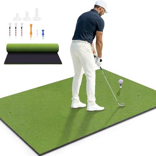 Golf Mat, 5x4ft/6x4ft Large Golf Hitting Mats for Practice Outdoor Indoor, 26mm Thick, High-Elasticity Artificial Turf Mat for Garage Simulator Chipping Driving Swinging Training, Gifts for Him Men - size: 6x4ft 26mm Large Sized