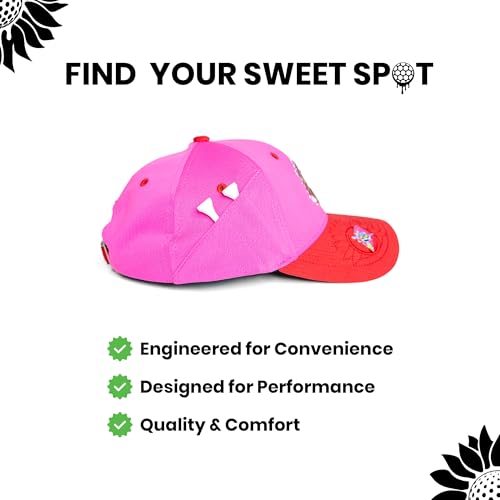 Ladies Adjustable Hats - Tee Holder with Tees & Bill Magnet with Ball Marker - 100% Custom Made - color: Galentines Bonk, style: Center