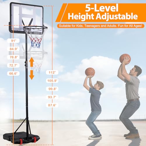 ZENY Portable Basketball Hoop, Basketball Goal Outdoor Adjustable Height 9.2ft, Driveway Backyard Basket Ball Hoop, 32'' PC Backboard