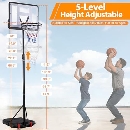 ZENY Portable Basketball Hoop, Basketball Goal Outdoor Adjustable Height 9.2ft, Driveway Backyard Basket Ball Hoop, 32'' PC Backboard
