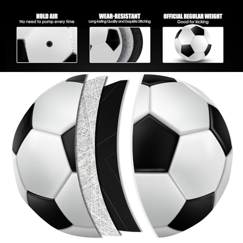 jiaonun 12 Pack Classic Soccer Balls Size 3/4/5 Inflatable with Pump for Kids,Youth and Adults, Black and White Soccer Ball Bulk