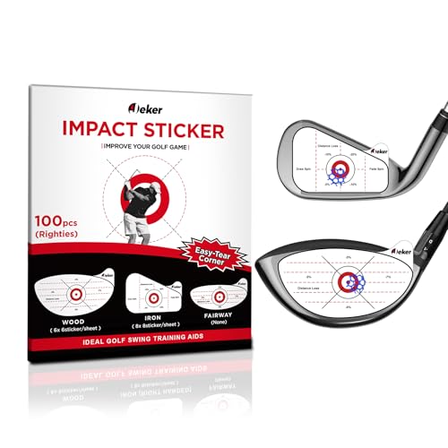 Golf Impact Tape - High-Resolution Strike Stickers for Iron, Wood & Fairway Clubs, Non-Residue, Swing Training Aid Impact Labels - color: Righties- 100pcs (Wood 6x6+ Iron 8x8)
