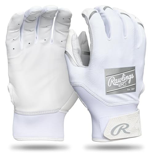 Rawlings | Clout Baseball Batting Gloves | Youth Sizes | Multiple Colors - color: WHITE/WHITE, size: Large