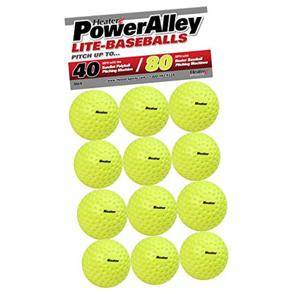 Heater Sports Power Alley 80 MPH (Sandlot 40 MPH) Soft Green Foam Balls - 1 Dozen, Lightweight, Accurate, and Long-Lasting, | Ideal for Batting and Fielding Practice for All Ages - HSG29
