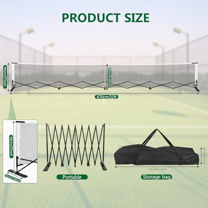 Retractable Pickleball Net 22FT Portable Pickleball Net System with Steady Metal Frame Free Assembly & Carry Bag for Backyards Driveways and Garages