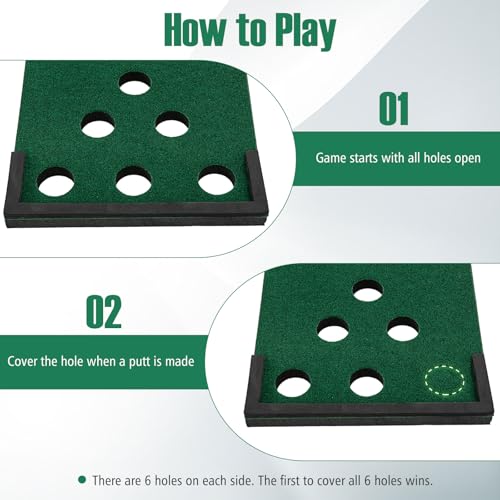 ULTIMATE Golf Putting Game Set, Indoor Outdoor 11FT Golf Training Mat, Putting Green Mat w/ 2 Adjustable Putters, 6 Balls & 12 Hole Covers for Party, Backyard, Home and Office