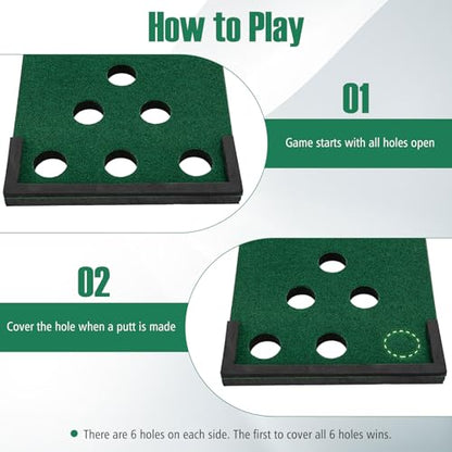 ULTIMATE Golf Putting Game Set, Indoor Outdoor 11FT Golf Training Mat, Putting Green Mat w/ 2 Adjustable Putters, 6 Balls & 12 Hole Covers for Party, Backyard, Home and Office