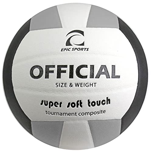 Epic Official Pro Indoor Super Soft Volleyballs (4-Colors Available) - color: BLACK/WHITE/SILVER GREY