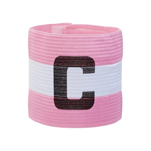 ONLYKXY Captain Armbands Letter C 9x30CM/3.54x11.81inch Adjustable Leader Armband for Captain Soccer Basketball Volleyball Team Competition Coach Players Wrist Arm Bands,Pink & White,1pcs