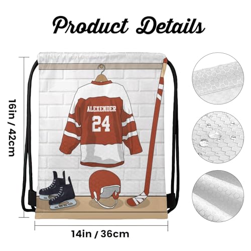 Ice Hockey Sport Fan Player Rust Personalized Drawstring Backpack Sports Gym Bag Christmas Gift Party Goodie String Cinch Bag for Women Men - color: Option 56