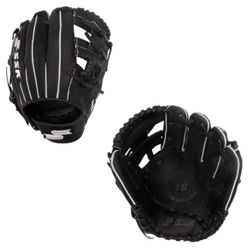 SSK Z5 Training Gear Quick Hands Infield Baseball Training Gloves 8.5” – 9” – 9.5” – 10” – 10.5” Right & Left Hand Throw - color: Black-1050 I Web, size: 10.5" - Right Hand Throw