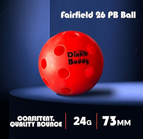 Fairfield Pickleball Ball, Crack-Resistant, 26 Hole Indoor Pickle Ball, High Visibility - size: 6 pack