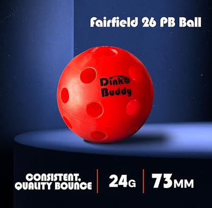 Fairfield Pickleball Ball, Crack-Resistant, 26 Hole Indoor Pickle Ball, High Visibility - size: 6 pack