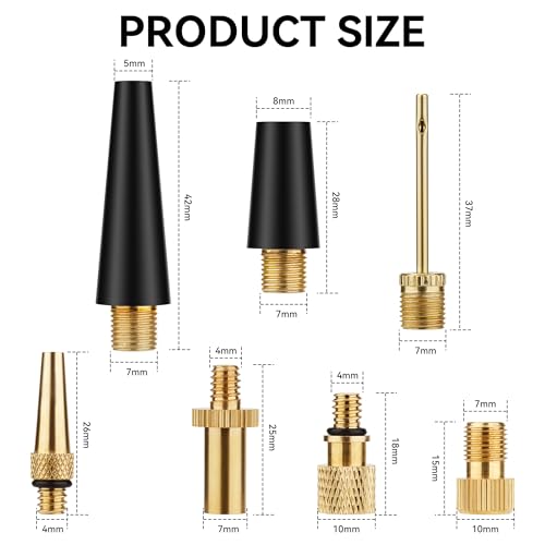DDJ Bicycle Presta Schrader Valve Adapter, Brass DV AV SV Converter, Air Chuck Quick Connect, Inflation Needle, Air Pump Needle Set Suitable for All Bicycles, Sports Balls and Inflatable Equipment
