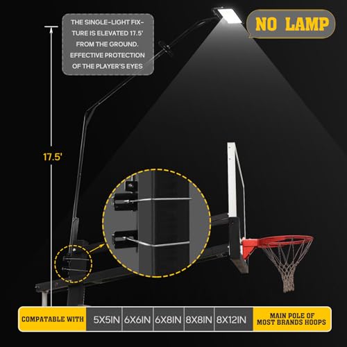 Basketball 2-in-1 Backstop Net+Light Mount System, Standalone Backstop Net, Standalone Light Mount Frame for Backyard Family Play, Fits Standard Hoops(Light NOT Included) - size: 8"×8", style: Standalone Light Frame