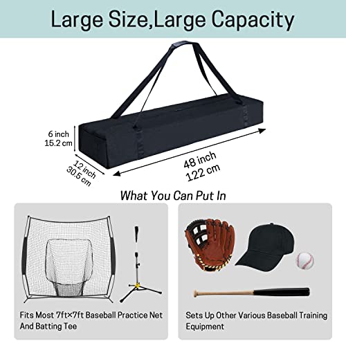 VISEMAN Baseball Softball Bow Style Net Replacement Bag Only,Baseball Practice Net Bag,Baseball Net Duffel Bag - Fits 7 x 7 Practice Net Systems for Teams & Coaches - color: Black