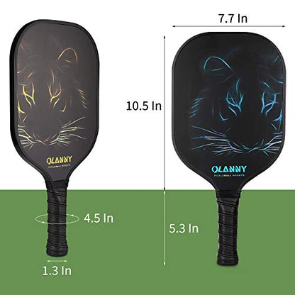 OLANNY Graphite Pickleball Paddles Set- Premium Rackets Fiber Face & Polymer Honeycomb Core Pickleball Set Includes Pickleball Paddles + Pickleball Balls+ Replacement Soft Grip + 1 Bag - color: Lion head Pickleball Paddles